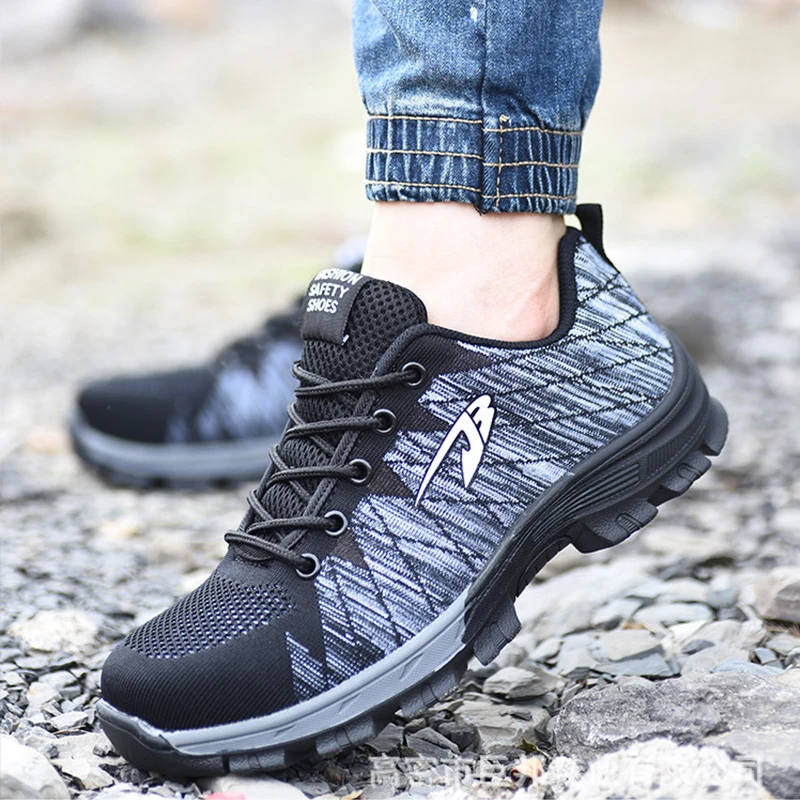

Men's Fashion Safety Shoes Work Shoes Boots Resistance Flying Woven With Steel toe cap air-permeable Smash Women Safety Shoes