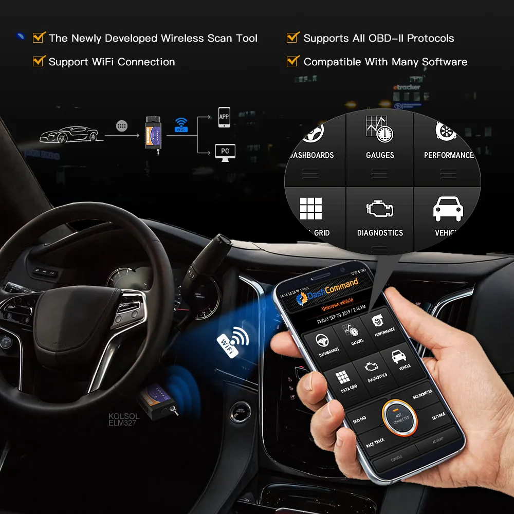 KOLSOL ELM327 Wi-Fi OBD2 сканер V1.5 ELM327 с переключателем Автомобильный сканер для Ford CH340+ 25K80 чип HS-CAN/MS-CAN