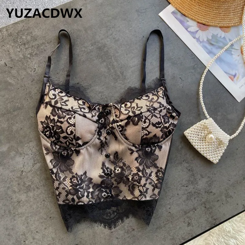 

Элитный летний женский пикантный Топ, нижнее белье высокого качества, Модный цветочный кружевной облегающий короткий жилет, короткий топ 2021