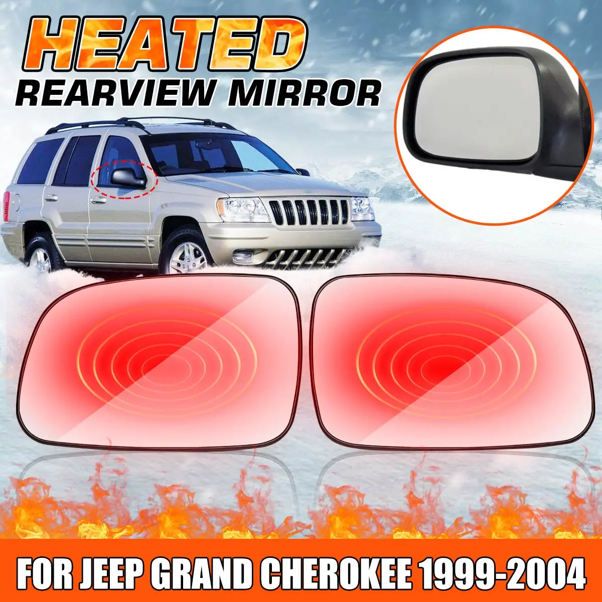 Зеркало заднего вида с левой и правой стороны для Jeep Grand Cherokee 1999 2000 2001 2002 2003 2004