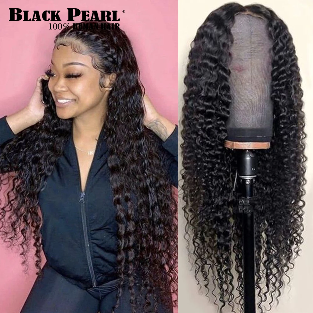 

Black Pearl Brazilian 13X4 Lace Front Human Hair Wigs Pre Plucked With Baby Hair Deep Wave Wigs 150% Deep Wave 360 Frontal Wigs