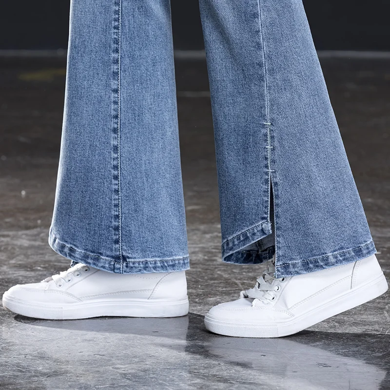 

ree Shipping women high waist flare jeans newest skinny full length casual pants for spring summer autumn best quality irregular