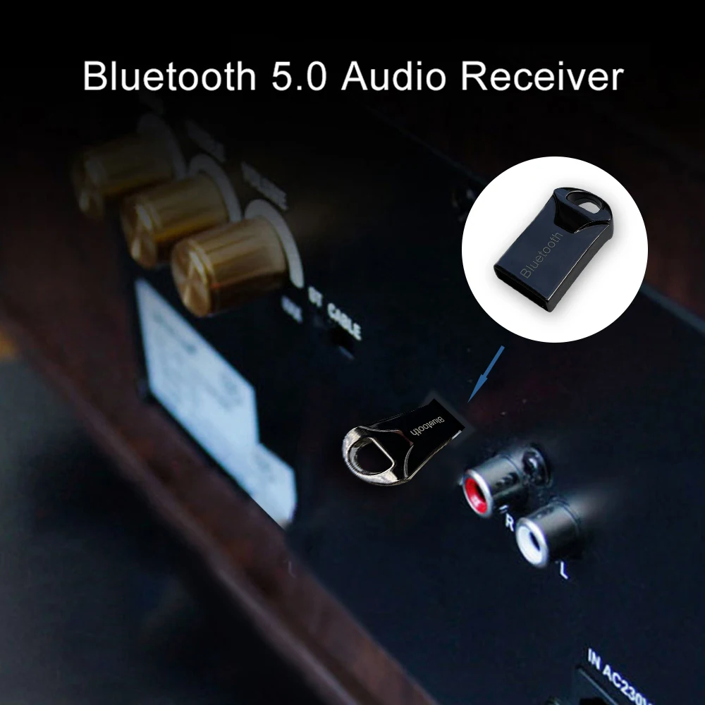 

New metal USB Wireless auxiliary Bluetooth 5.0 receiverr audio adapter transmitte for MP3 player speaker home stereo system