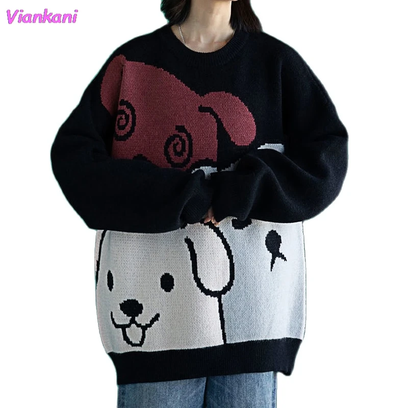 

Harajuku Lolita Women Cartoon Embroidery Sweater Fashion Clothing Y2k Knitted Jumper Pullover Kawaii Teenage Sweatshirt Girls