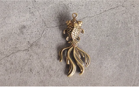 Винтажный латунный брелок для ключей в виде золотой рыбки, индивидуальное Золотое искусственное миниатюрное украшение p2018