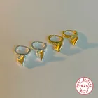 Женские серьги-кольца из серебра 925 пробы, с сердечками