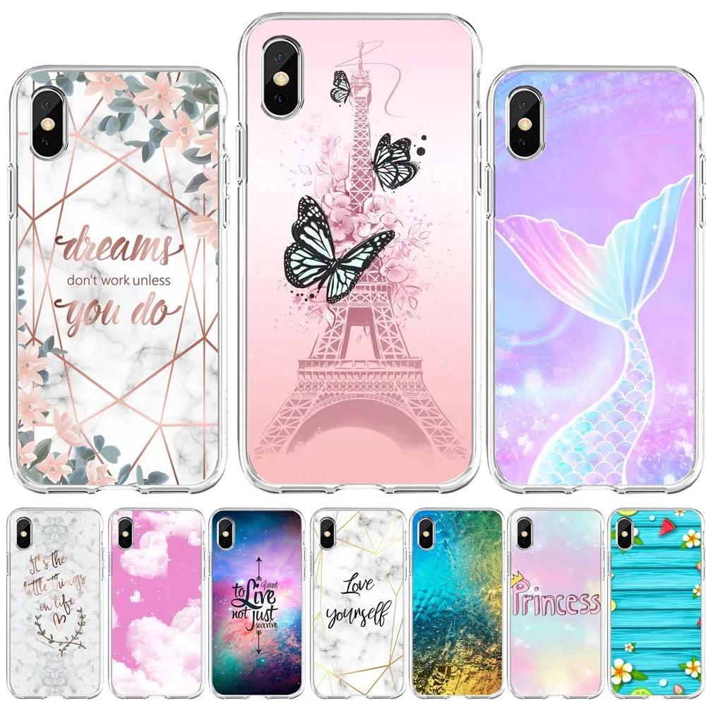 Чехол для iPhone 11 Pro 12 mini Max 6s 7 8 Plus X XR XS 5S SE 2020 из ТПУ с мраморной мандалой и бабочкой