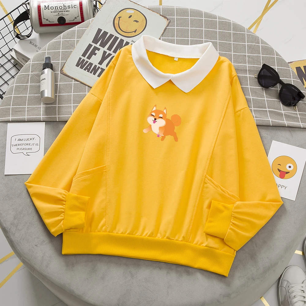 Cute Funny Shiba Inu Sweatshirt Oversized Clothes Harajuku Hoodie Women Aesthetic Korean Sweatshirts Cotton Sweetshirt for Girls