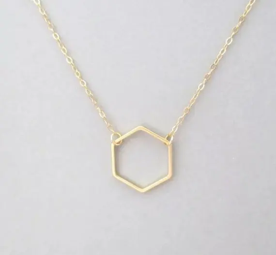 

5 Hollow Geometric Hexagon pendant chain Necklace Simple Open Line Hive Hexagon Honeycomb shape Necklace for Wome gift jewelry