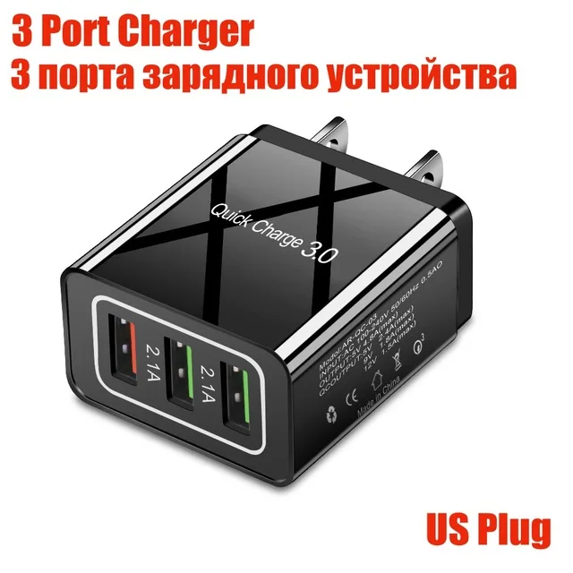 Быстрая зарядка QC 3 0 4 USB US EU Универсальное зарядное устройство настенный адаптер