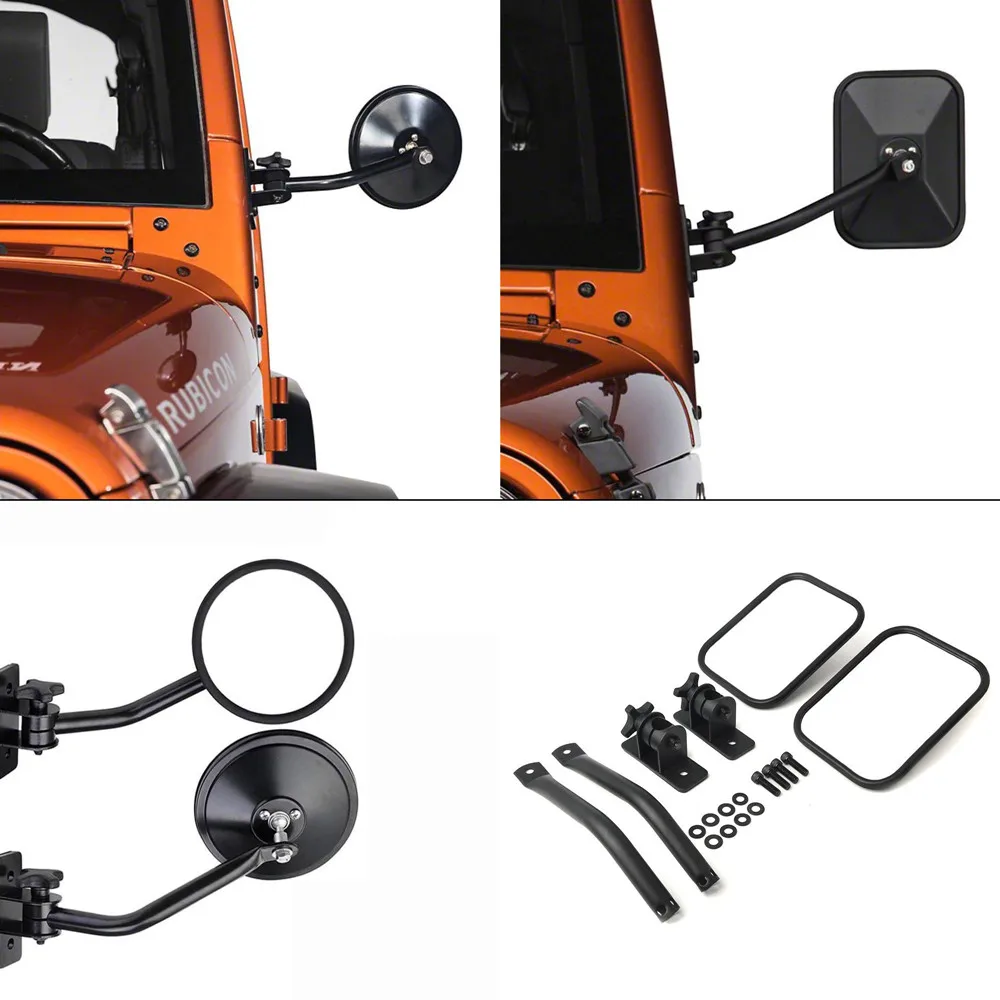 4x4 круглые прямоугольные зеркала для Jeep TJ подходят 1997 ~ 2006 2007 2017 Wrangler