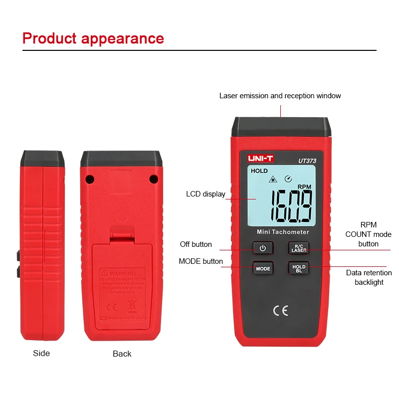 Мини цифровой лазерный тахометр Бесконтактный диапазон измерений 10 99999 ОБ/мин