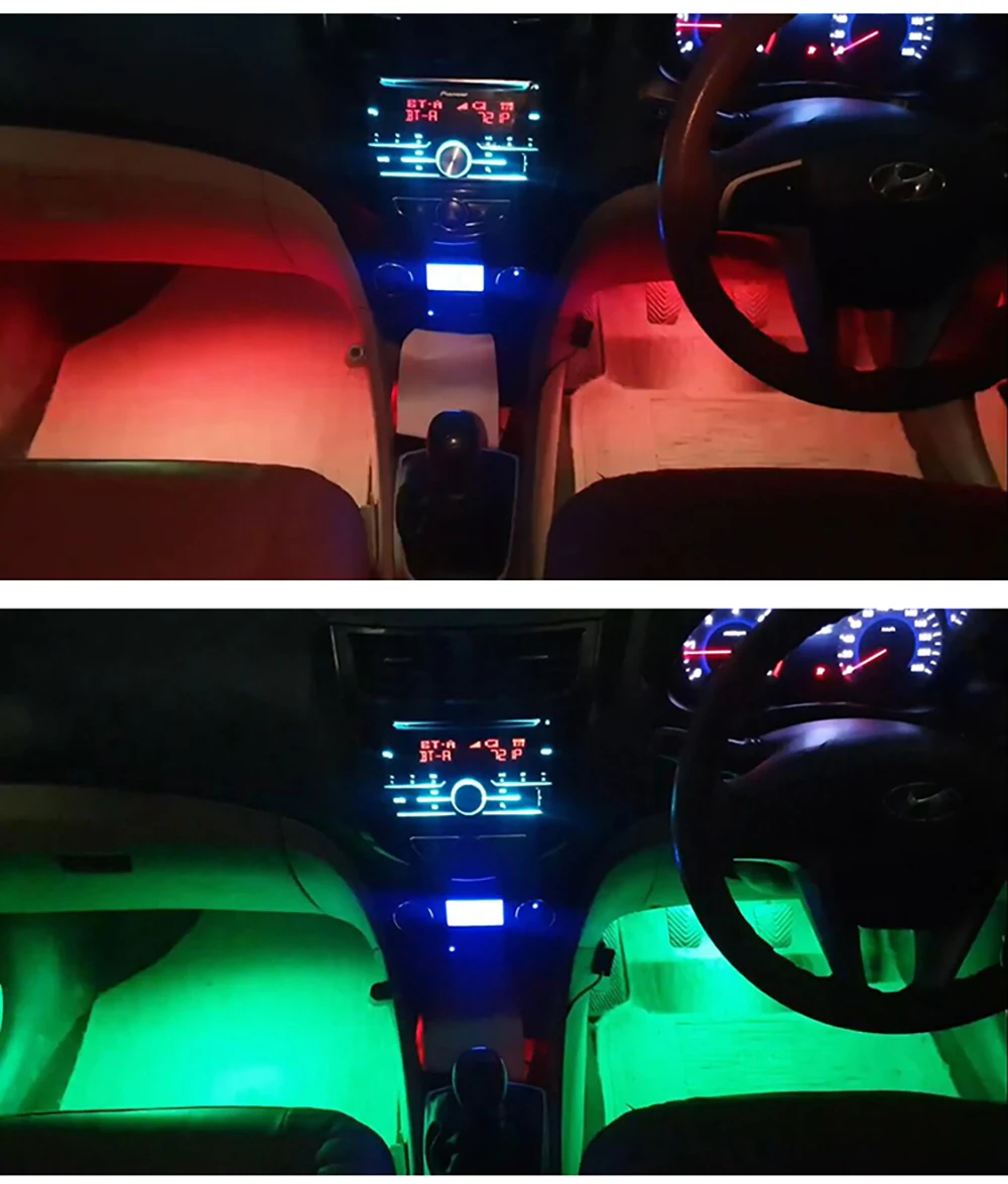 fog light for car Car Interior Foot Floor Decoration Bulbs Atmosphere Lights RGB LED Strip Lamp USB Wireless Remote Music Control Multiple Modes rear fog lights
