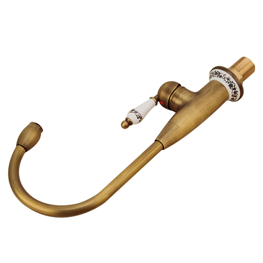 Медный выдвижной кран для горячей и холодной раковины умывальника кухонный