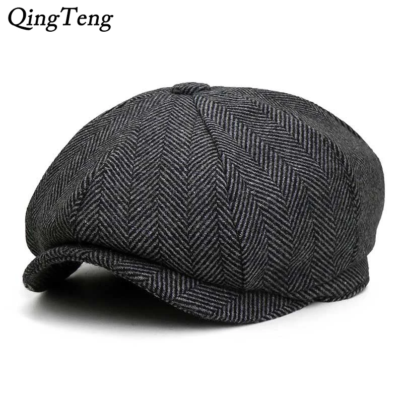 

Мужской берет большого размера (10 шт./лот), Осенняя шапка, Новая Винтажная восьмиугольная шапка в елочку, Женская Повседневная тыквенная шляпа, Гэтсби, плоский берет