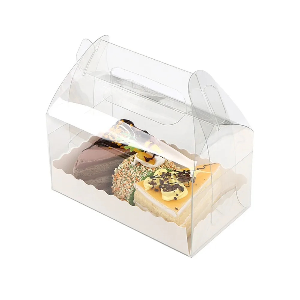 

1PCS Mousse Cake Box Transparent Long Strip Portable Cake Roll Packaging Box Cupcake Muffin Dome Storage Holder Biscuit Box