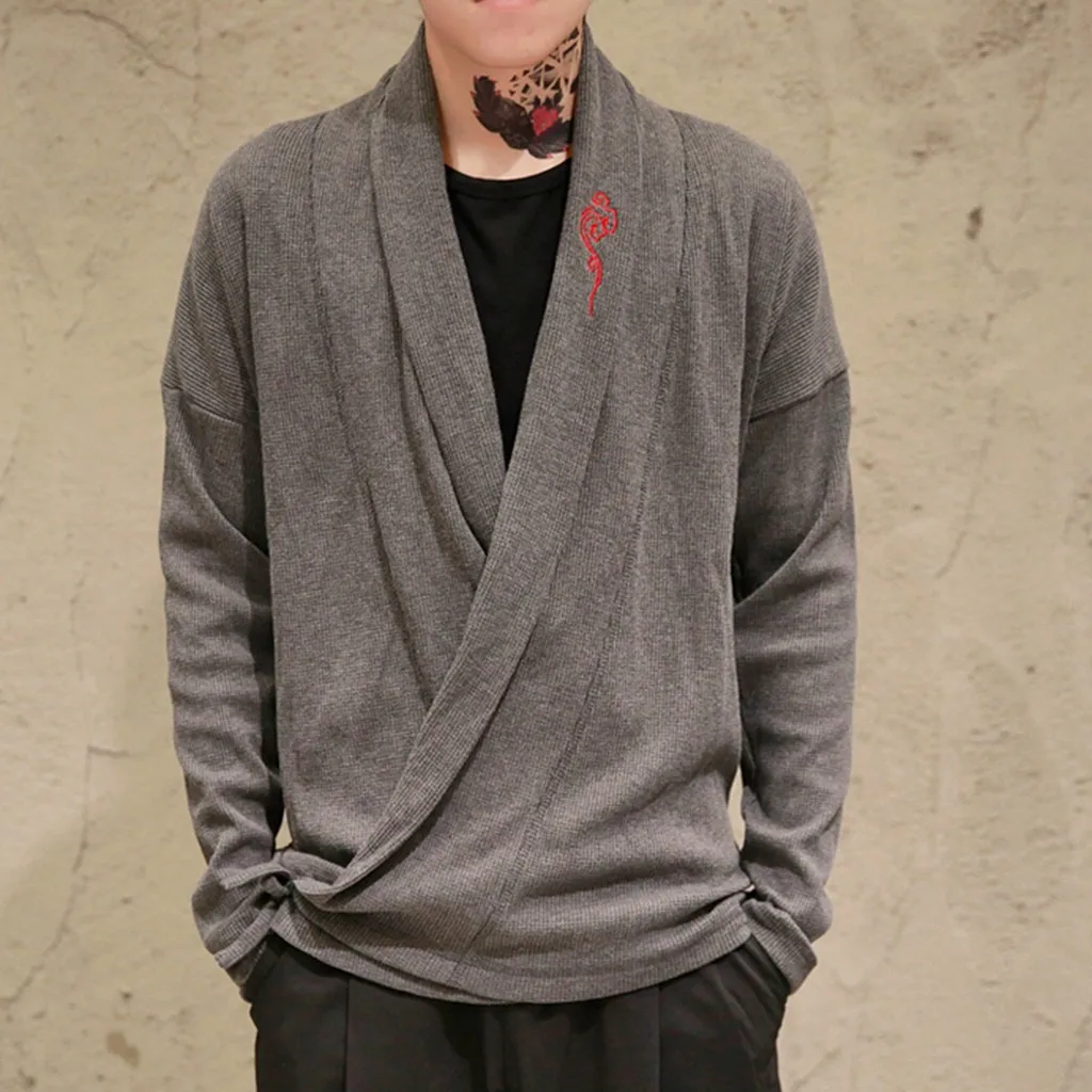 

SAGACE Jacket Men Style Fashion Autumn Casual Knitted Embroidered Cardigan Large-Size Comfortable Solid-Color Coat Outwear #45