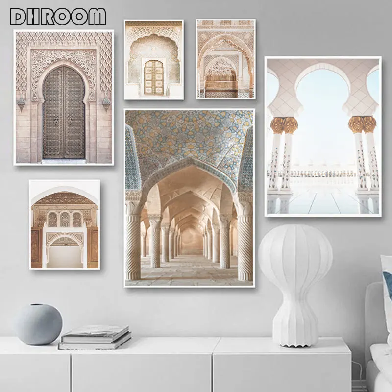 Morocco Arabic Door Architecture Canvas Painting Travel Landscape Poster Print Islamic Wall Art Picture Photography Muslim Decor | Дом и сад