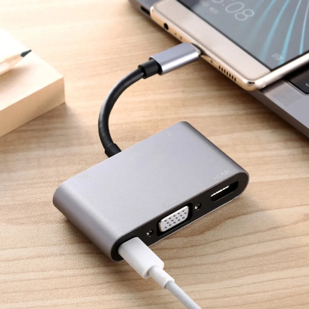 Адаптер USB Type C на HDMI/VGA/3 5 мм/USB 3 0/PD|Компьютерные кабели и разъемы| |