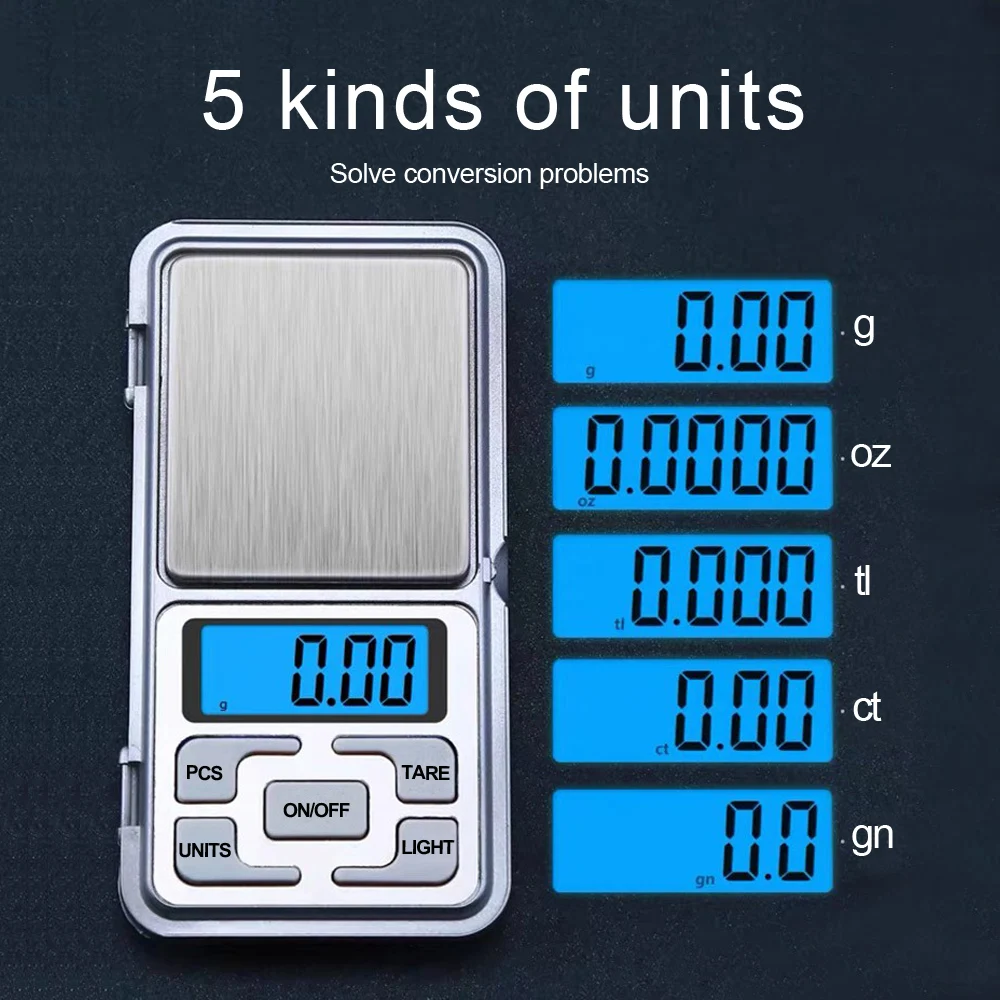 Kingneed Переносные карманные цифровые граммовые весы максимальной точности 500 г с ЖК-подсветкой для питания или золотых ювелирных изделий.