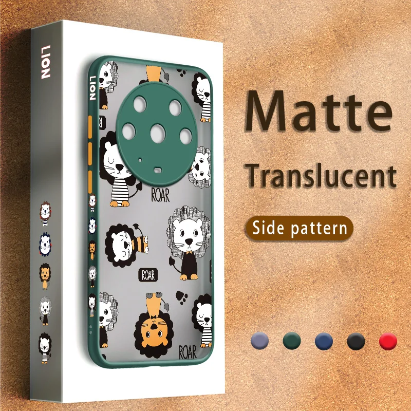 

Skin Feel Cartoon Lion Matte Transparent Case For Huawei Honor Magic 3 Pro Cute Luxury Thin Shockproof Candy Color Cover
