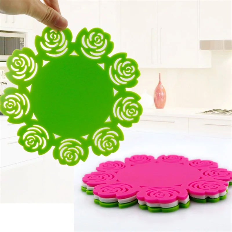 Силиконовая Круглая Цветочная кухонная обеденная декорация стола