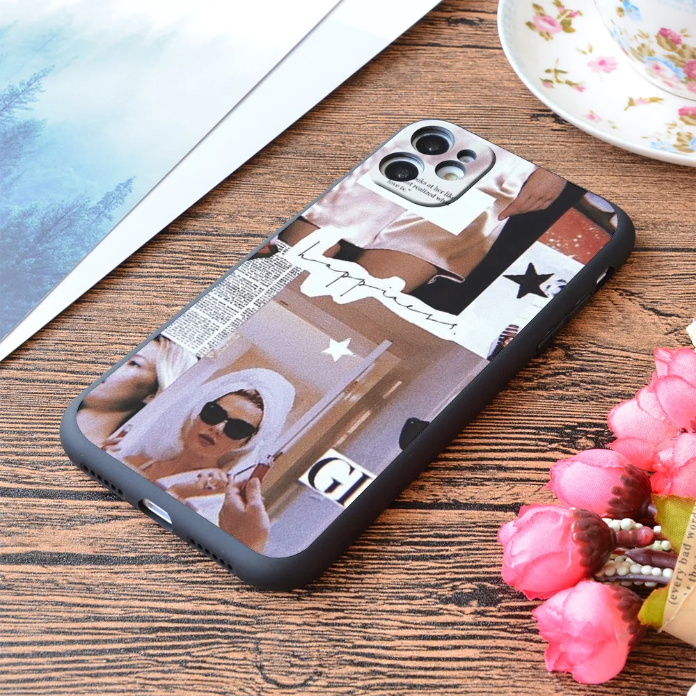 

For iPhone Pink Retro Happiness Collage Print Soft Matt Apple iPhone Case