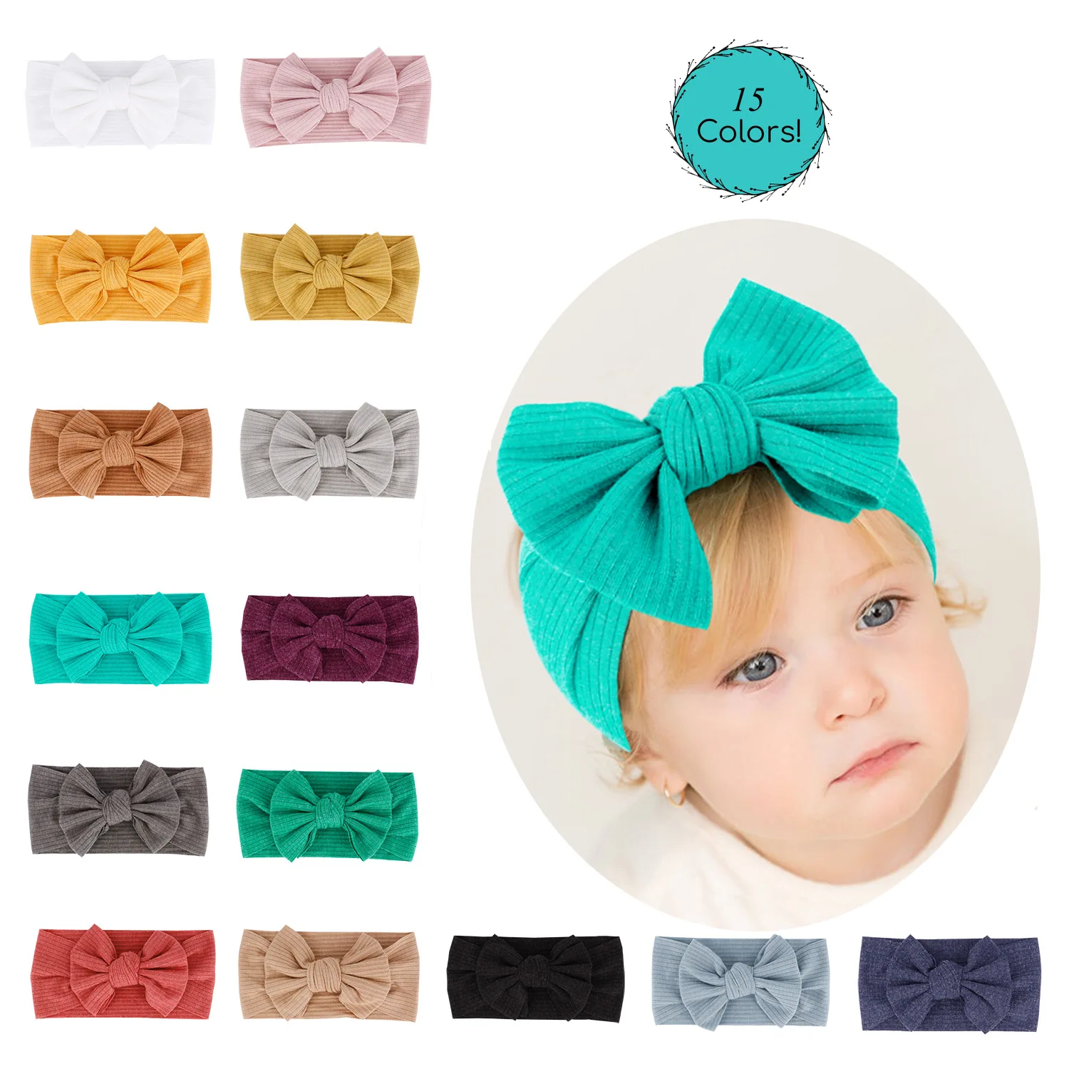 

New 1pc Baby Headband Children Solid Color Soft Knitted Bows Headbands Rabbit Ears Head Wrap Kids Hair Accessories