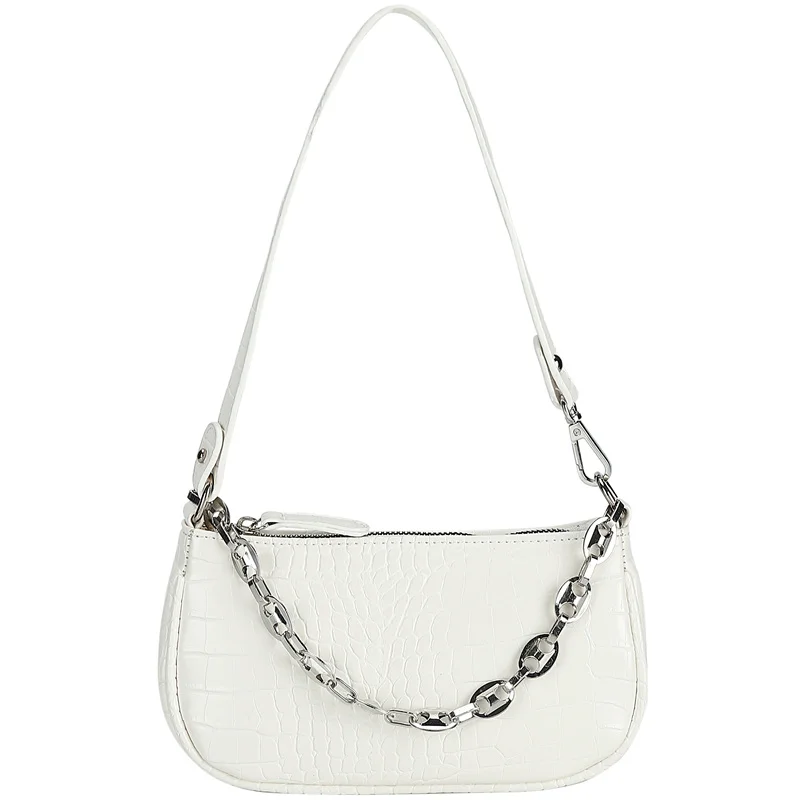

Fsahion Chain Crocodile Pattern Women Shoulder Bag Casual Retro Soild Colour Soft PU Leather Ladies Armpit Bags Simple Handbag