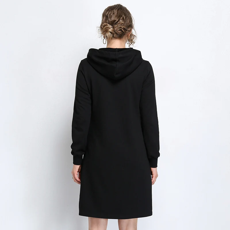 Цена неправильное-зимнее платье с капюшоном повседневное длинное женское и