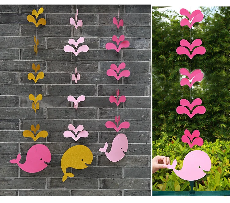 3 звёздочки розовый золотой синий Кит блестящий бумажный баннер подвесные