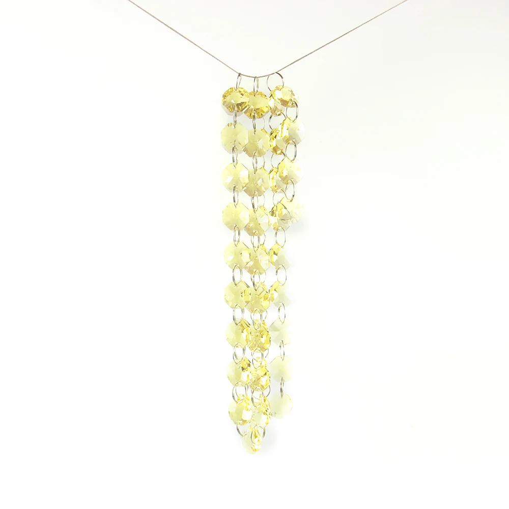 

5M/50M 14mm Lt.yellow Crystal Octagon Beads Strand Chandelier Lamp Chain Wedding/X-mas Tree Decoration