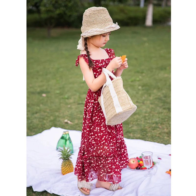 Богемное платье для девочек Модная одежда с принтом Детское летнее пляжное
