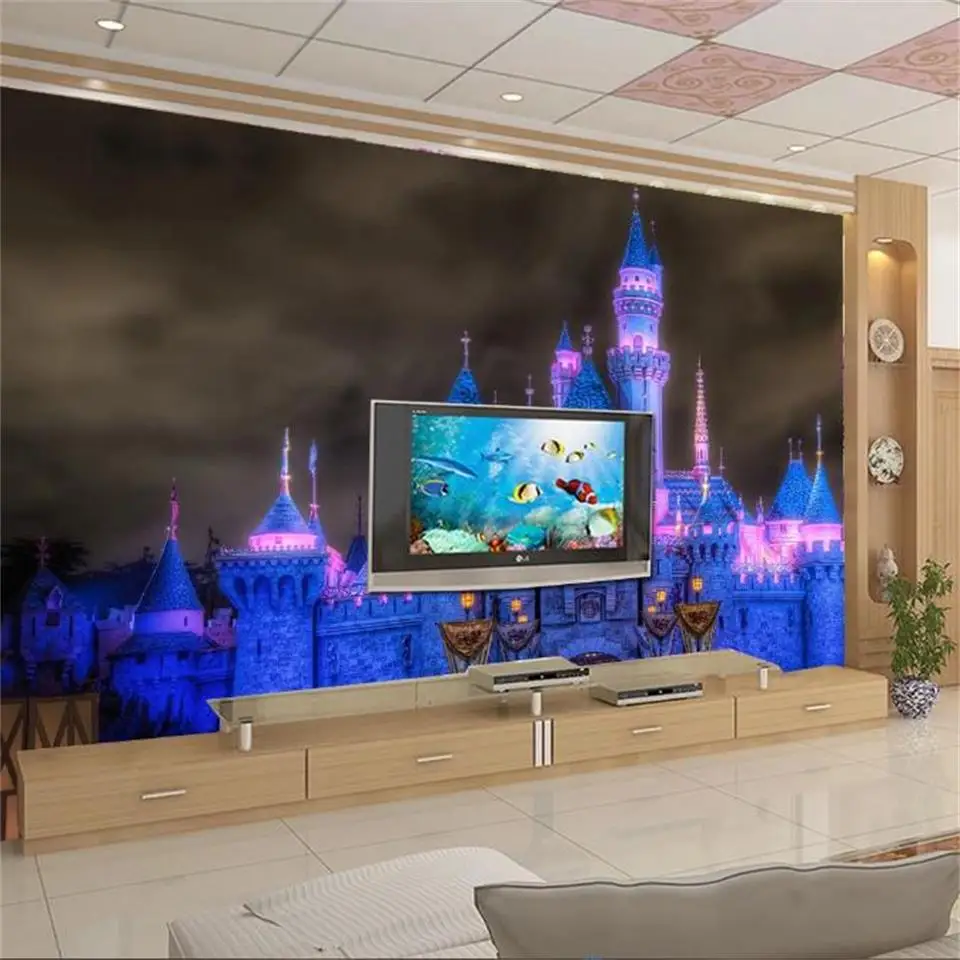 

custom size 3d photo wallpaper mural living room European castle night scene 3d picture sofa TV backdrop wallpaper for wall 3d