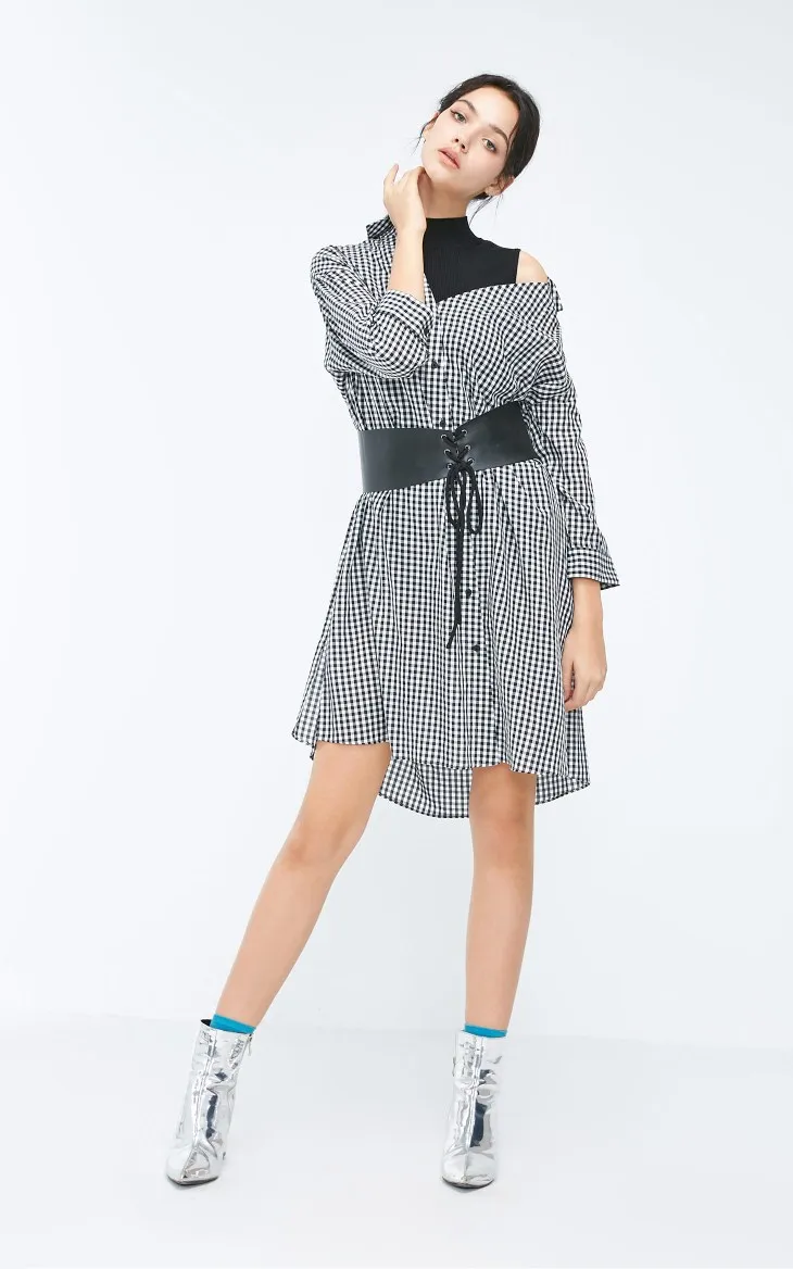 Vero Moda Новое поступление вязаный жилет клетчатое платье-рубашка | 3184SZ506