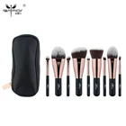 Anmor 9 шт. набор кистей для макияжа с сумкой, синтетические волосы, деревянная Кисть для макияжа лица, пудра, основа для макияжа, тени для век, инструменты для смешивания