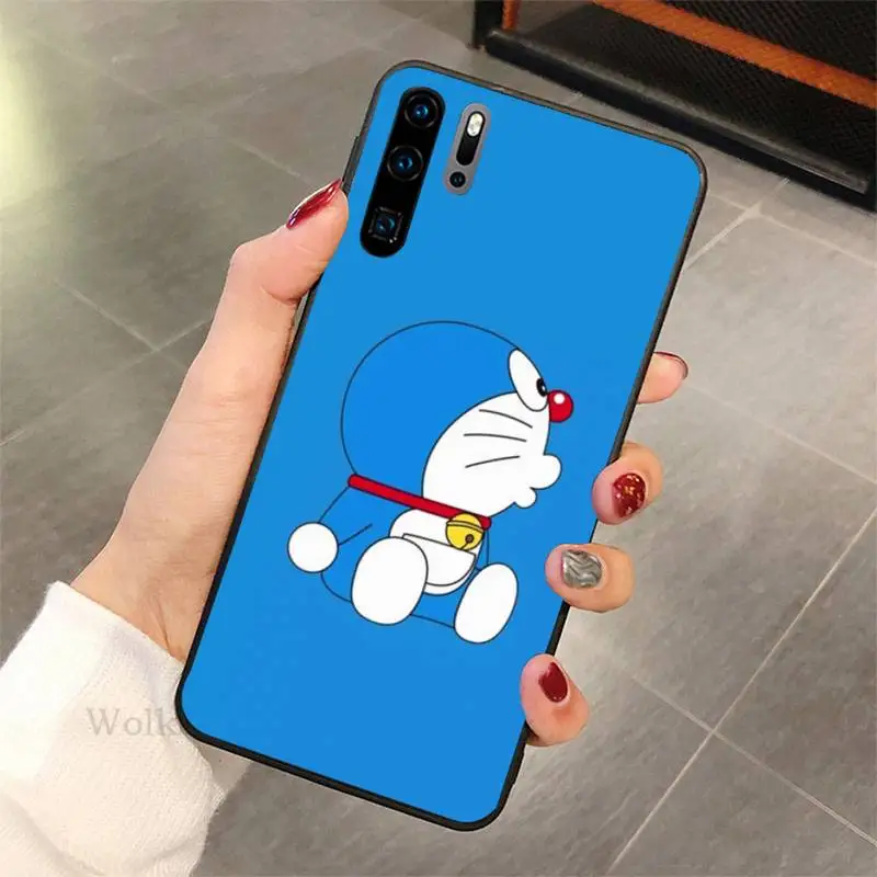 

Blue Light Doraemon Wristband Lanyard cute Phone Case For Huawei P10 20 30 40 lit 2017 pro SMART 2019 nax fundas cover