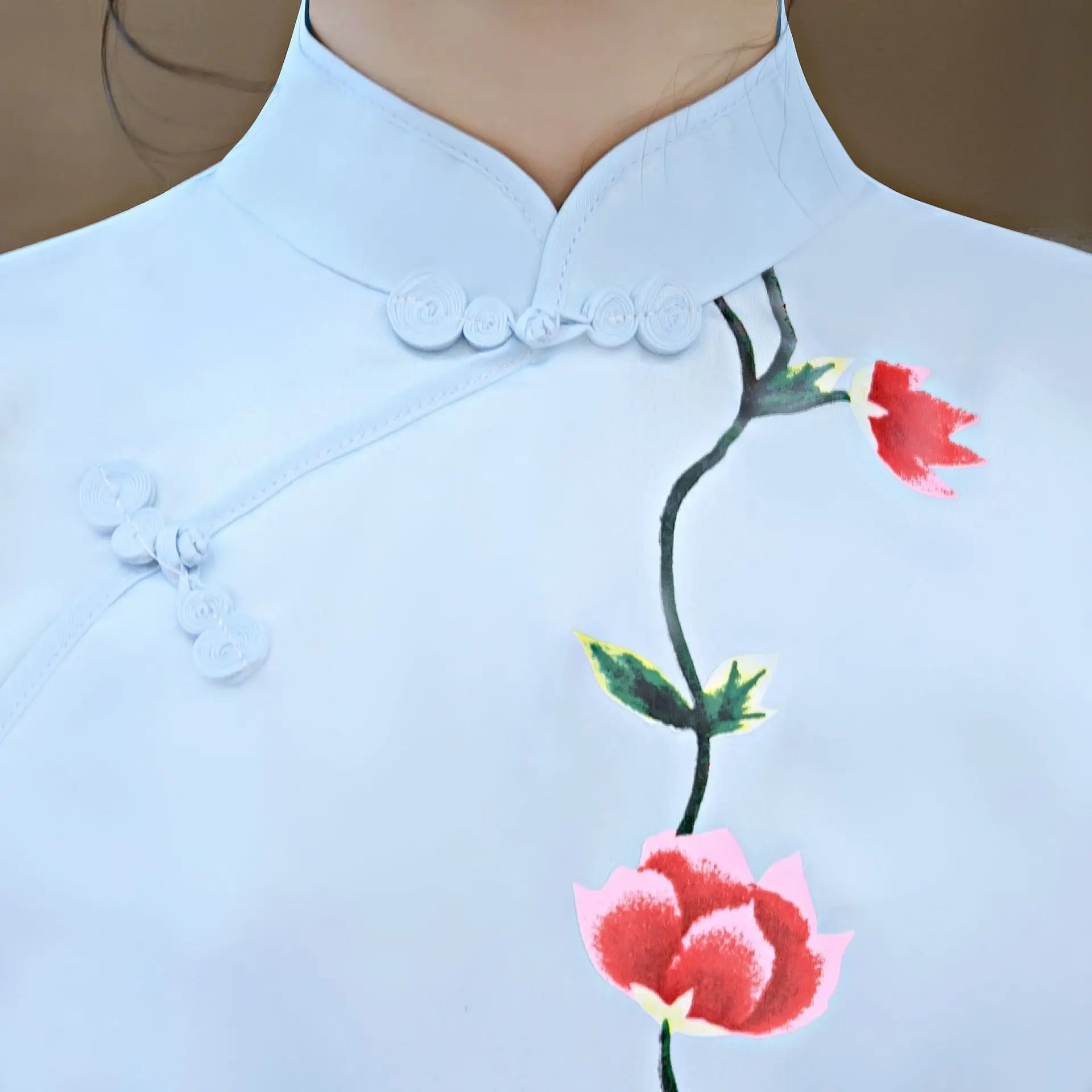 

New Republican style parent-child women's cheongsam short short-sleeved dress cheongsam dress silk Slim slimming parent-child