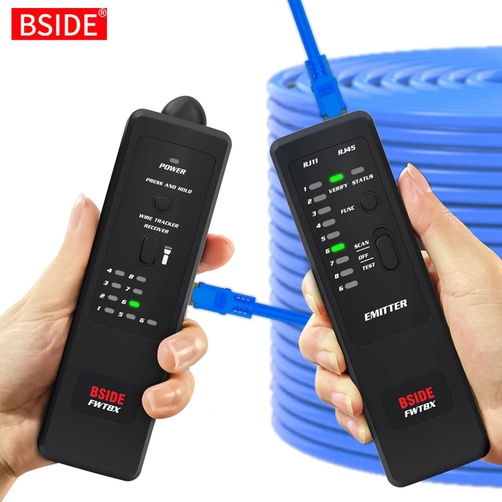 

BSIDE FWT8X Network cable tracker detecteur RJ11/45 Lan Ethernet Phone wire tester Finder Telecom Tool electrified work 60V