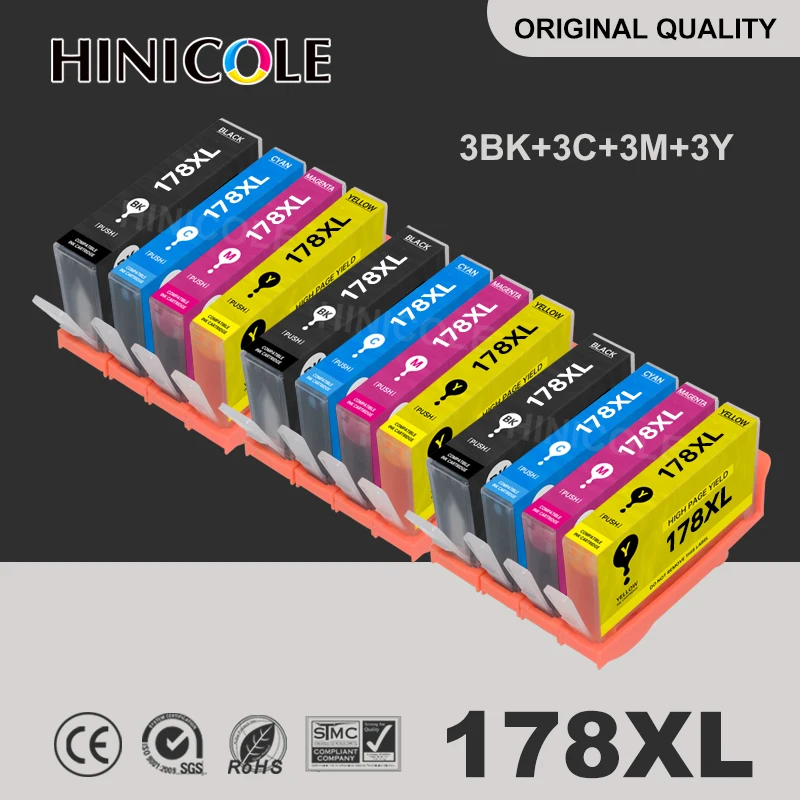 

HINICOLE 12 PCS Compatible 178XL Ink Cartridge For HP 178 Photosmart 7515 B109a B109n B110a Plus B209a B210a Deskjet 3070A 3520