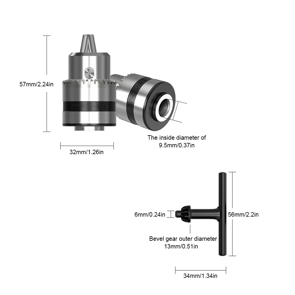

For 4" Electric Angle Grinder 10mm Chunk Holder Power Drill Convert Adapter M10x1.5 Thread Collet Chunk with Key