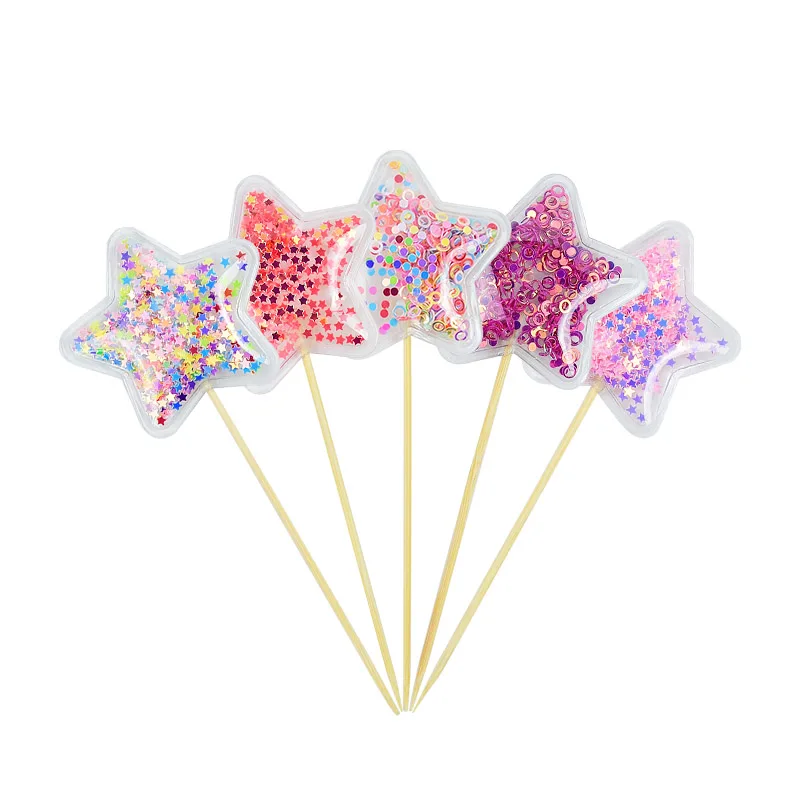 

5Pcs PVC Transparent Cake Decorating Tools for Birthday Baby Shower Wedding Cake Decorations Star/Unicorn Cupcake Toppers