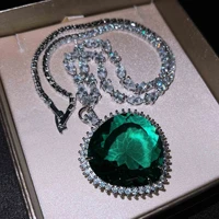 ocaenheart huge 30mm zircon gemstones pendant 925 sterling silver charm wedding pendants necklace for women party choker jewelry