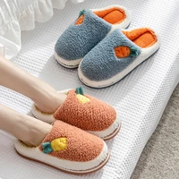 women plush slippers winter warm candy patchwork carrot soft sole shoes men couples ladies home indoor bedroom slip on fur slide