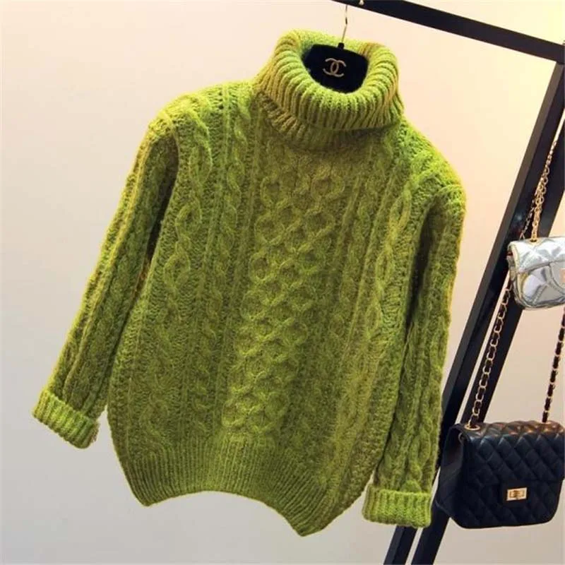 Winter Warm Turtleneck Sweaters 2019 Autumn Thick Knitted Sweater Women Ladies High Neck Pullover Female Thicken | Женская одежда