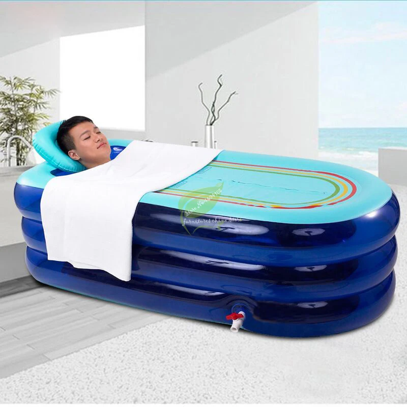 

Portable Soaking Tub Gold Extra Large Inflatable Bathtub Tub Adult Grown House Bathtub with Insulated Pillow with Electric Pump