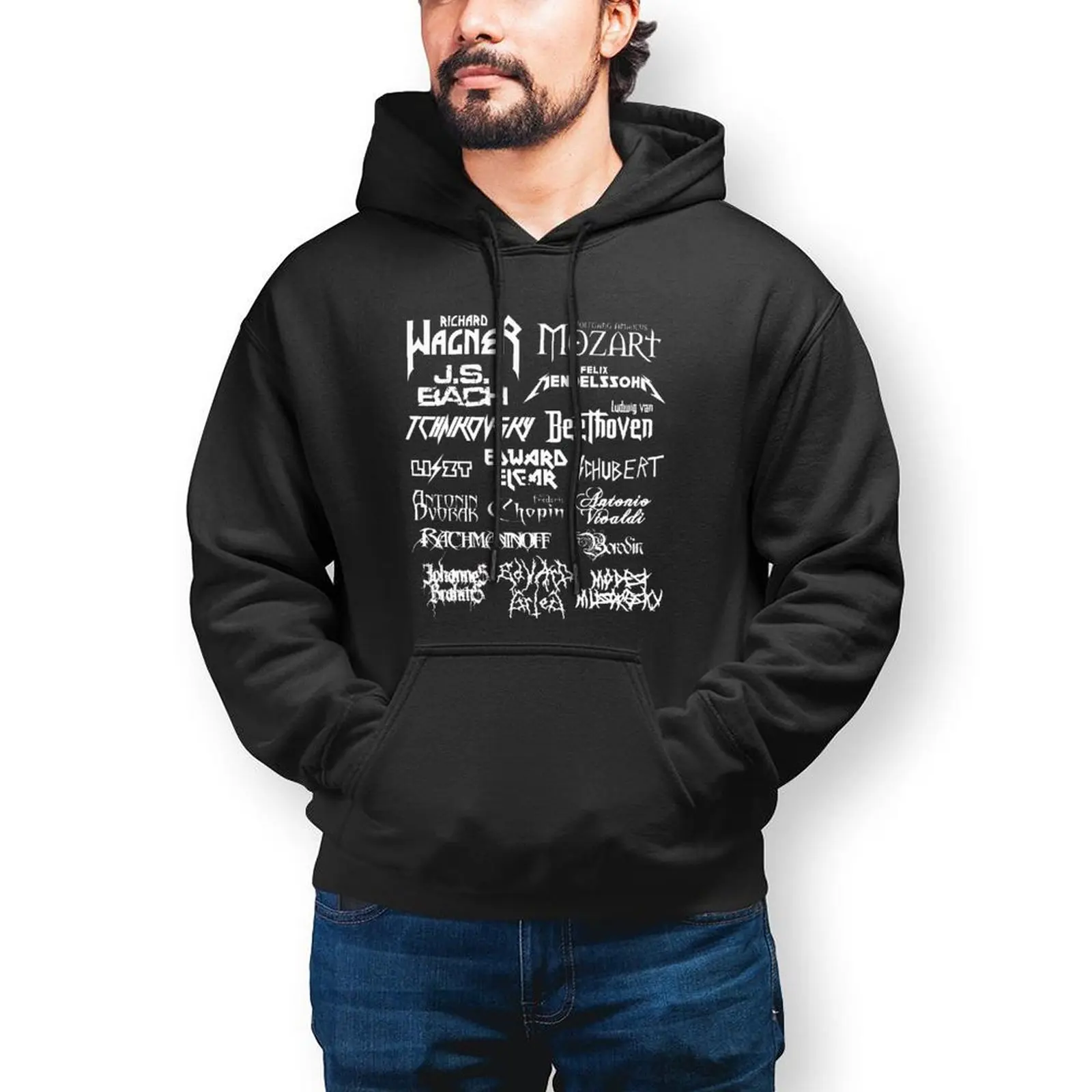 

Heavy Metal Composers Hoodie Classical Mozart Beethoven Chopin Bach Outdoor Autumn Hoodies Cool Long Cotton Pullover Hoodie Mens