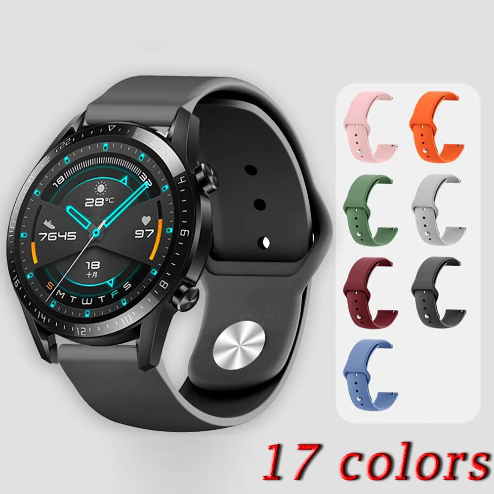 Ремешок для часов силиконовый Huawei GT GT2 Honor magic Watch 2 46 мм спортивный 22 мм|Ремешки