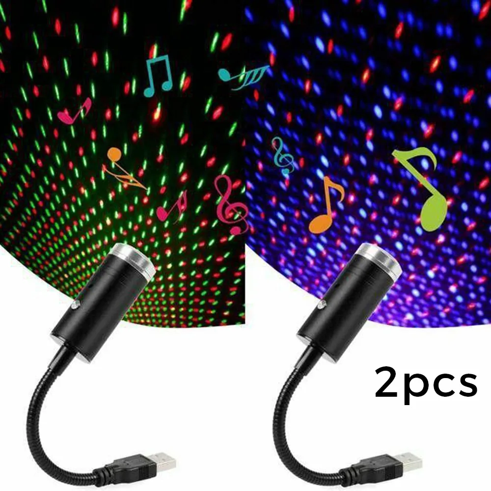 

USB Car Interior LED 2 Pack 3 Lighting Modes Atmosphere Home Lights Light Replacement