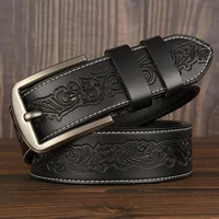 new luxury designer carved craft mens belt real cowhide classic fashion personality casual jeans belt